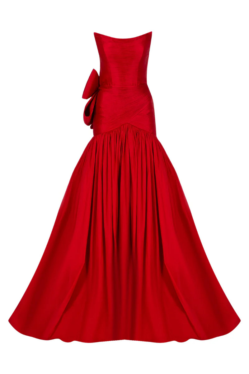 CAMERON RED BOW TRUMPET GOWN | Tarık Ediz | CULT MIA | CULT MIA UK LTD