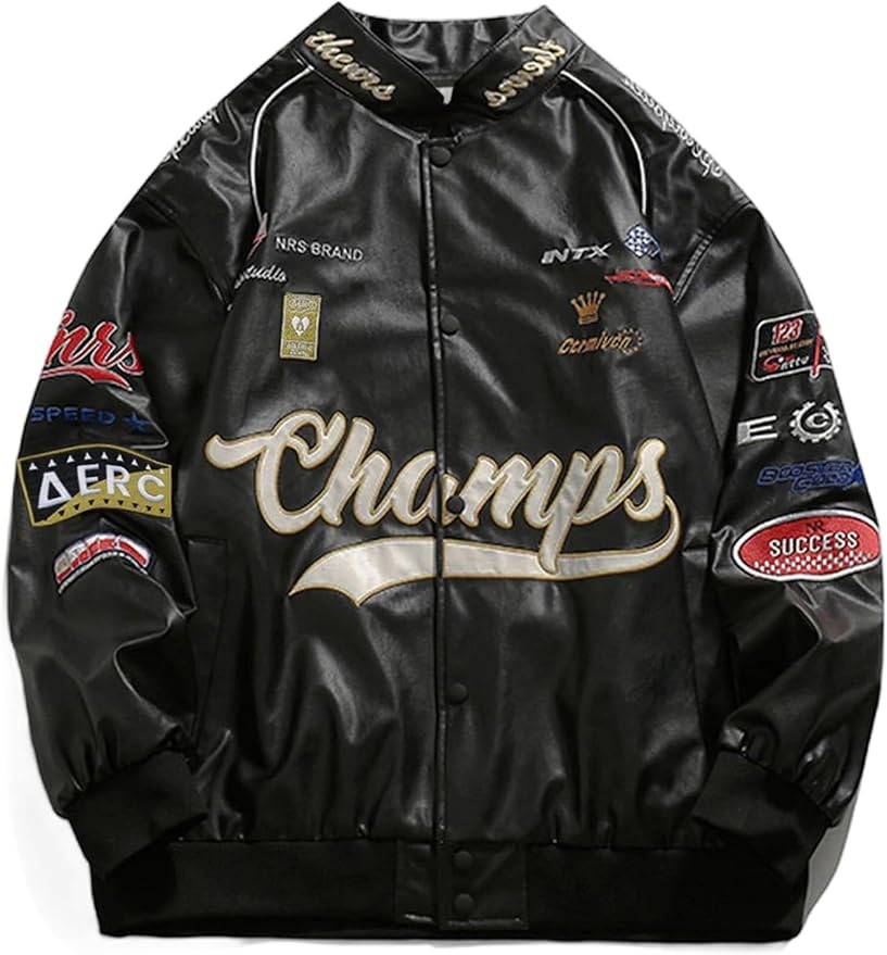 Aelfric Eden Faux Leather Jacket Oversized Racing Motorcycle Jackets Moto Coats Unisex Trendy Str... | Amazon (US)