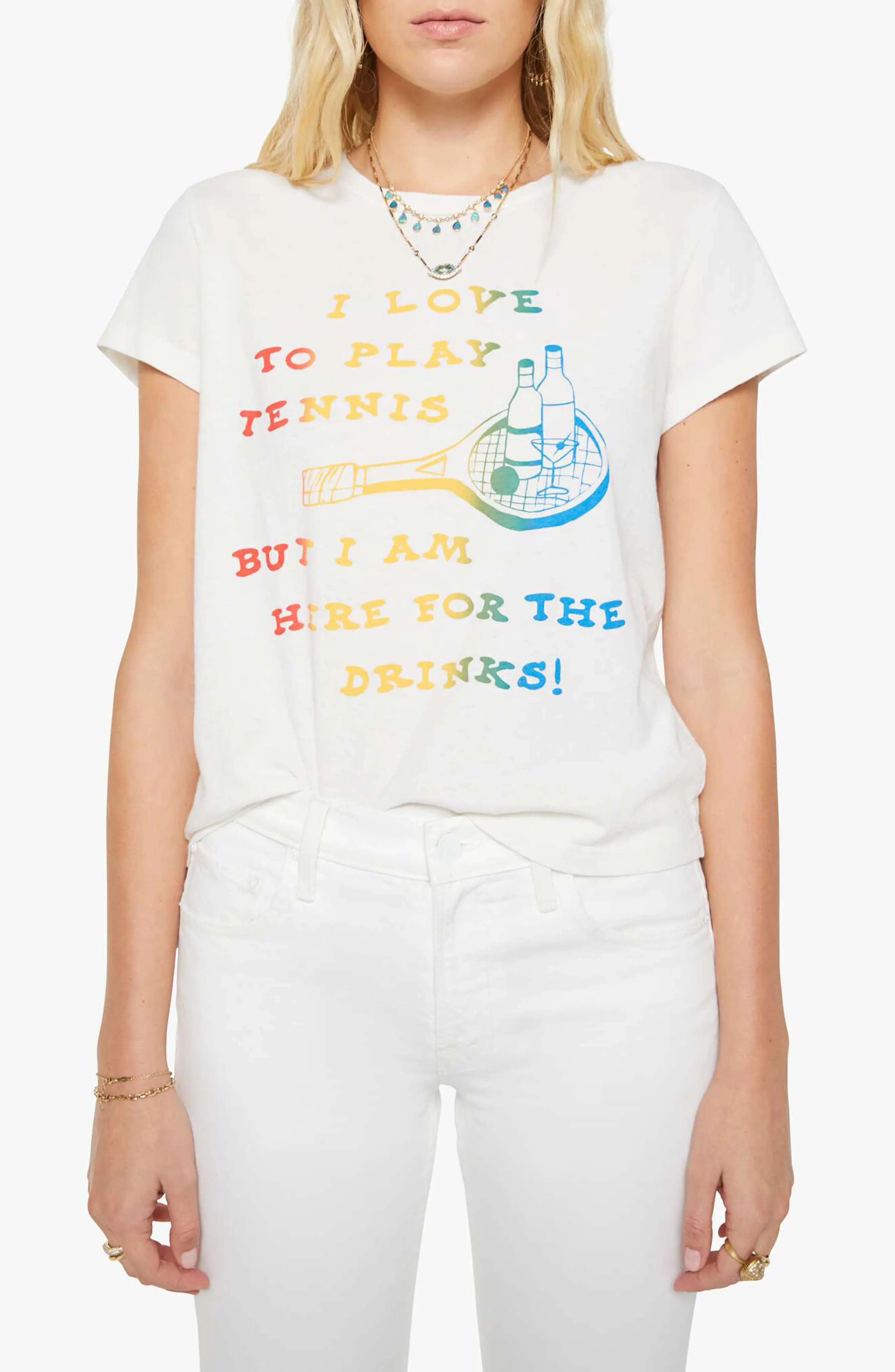 MOTHER The Boxy Goodie Graphic Tee in I Love To Play Tennis at Nordstrom, Size X-Small | Nordstrom