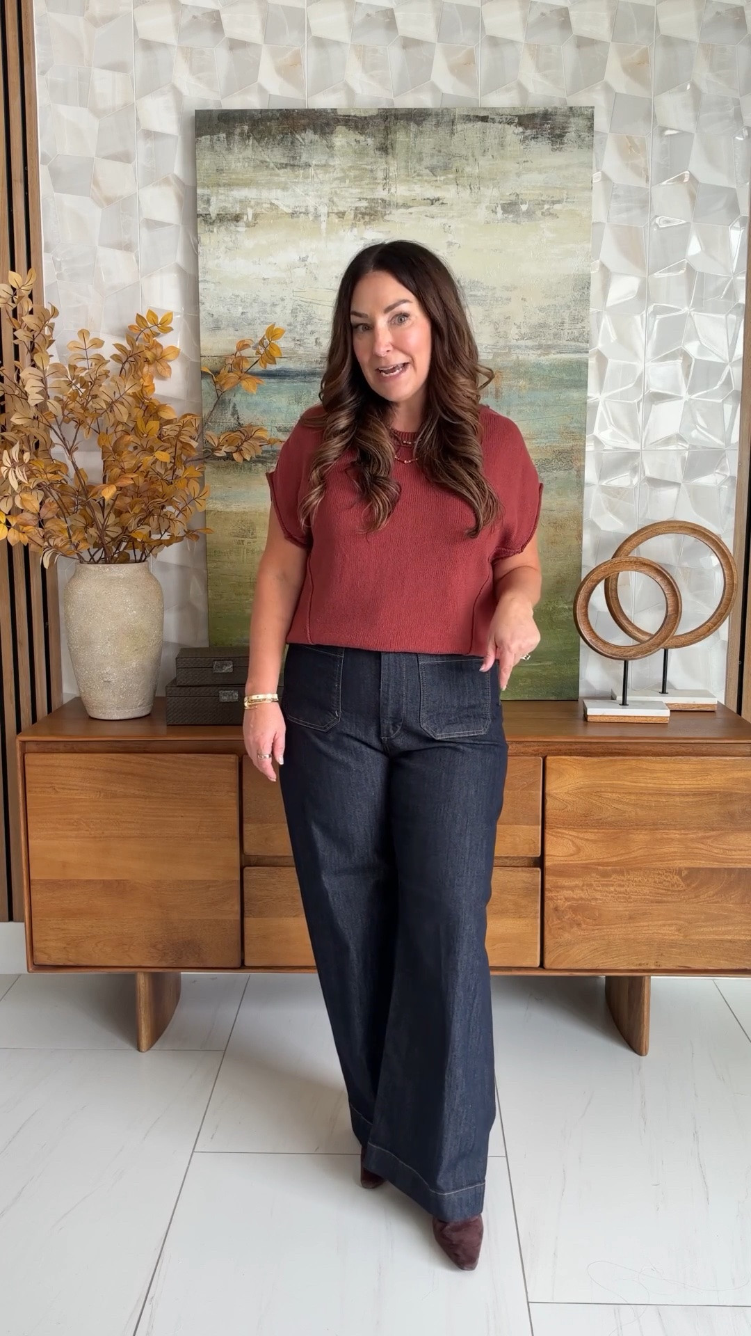 Burgundy is having a MOMENT this fall ❤️ Love this easy top paired with dark wide leg jeans and coordinating accessories. Wearing Sweater tts, L | Jeans size down if in-between, 31

#LTKSeasonal #LTKOver40 #LTKMidsize