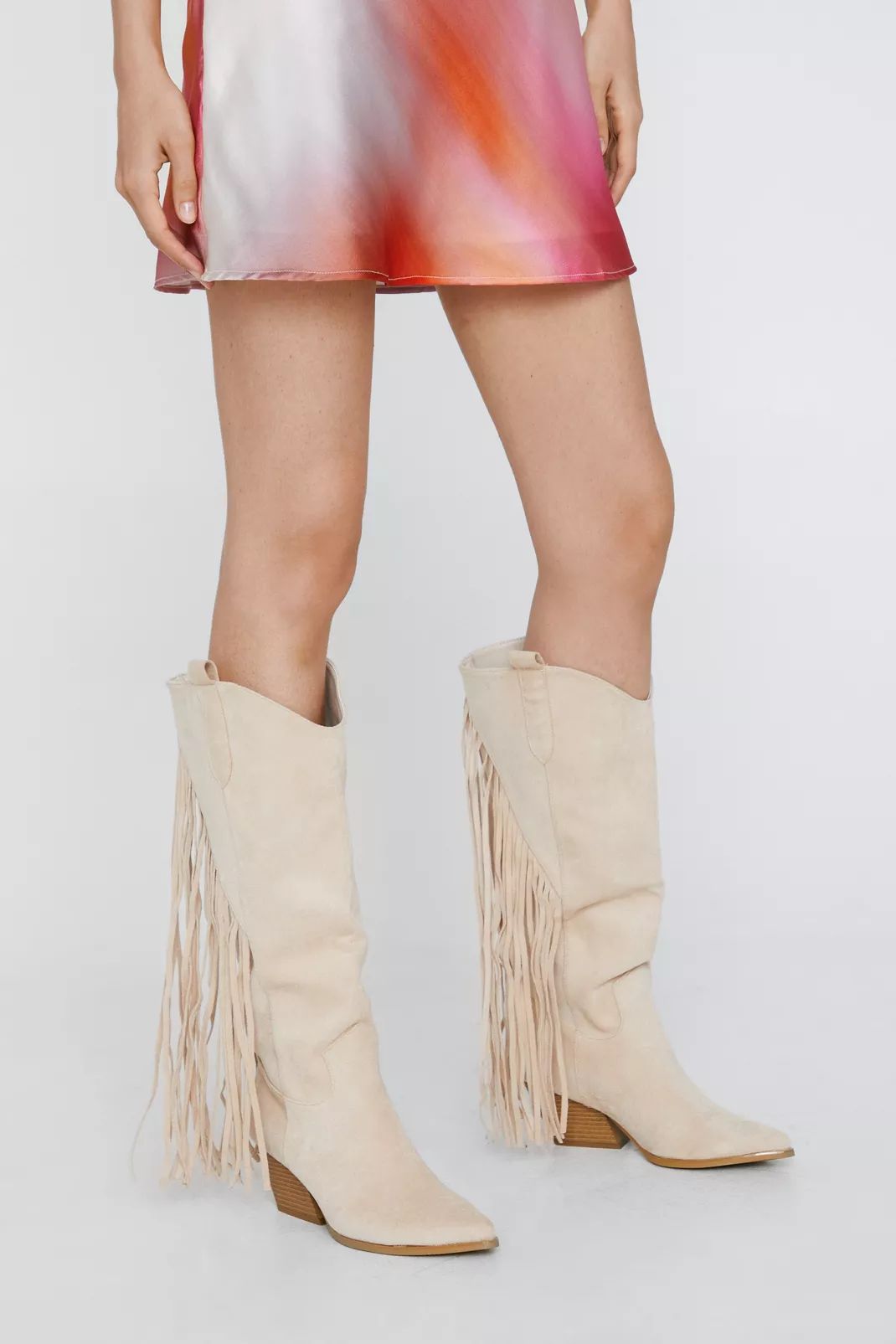 Faux Suede Fringe Cowboy Boots | Nasty Gal (US)