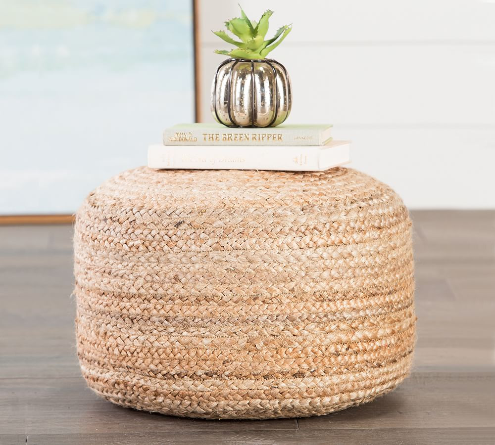 Round Hand Braided Jute Pouf | Pottery Barn (US)