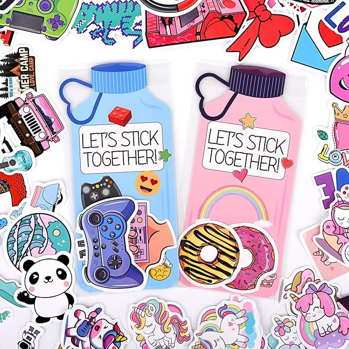 VAINECHAY Stickers Valentines Cards for Kids - 48 Sets Valentine's Day Gifts Classroom Exchange f... | Amazon (US)