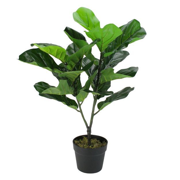 Northlight 29" Dark Green Artificial Fiddle Leaf Fig Potted Plant | Target