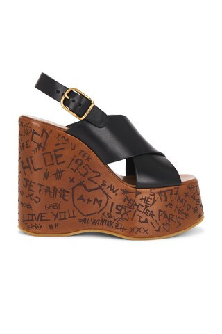 Chloe Maxime Wedge in Black - Black. Size 41 (also in ). | FWRD 