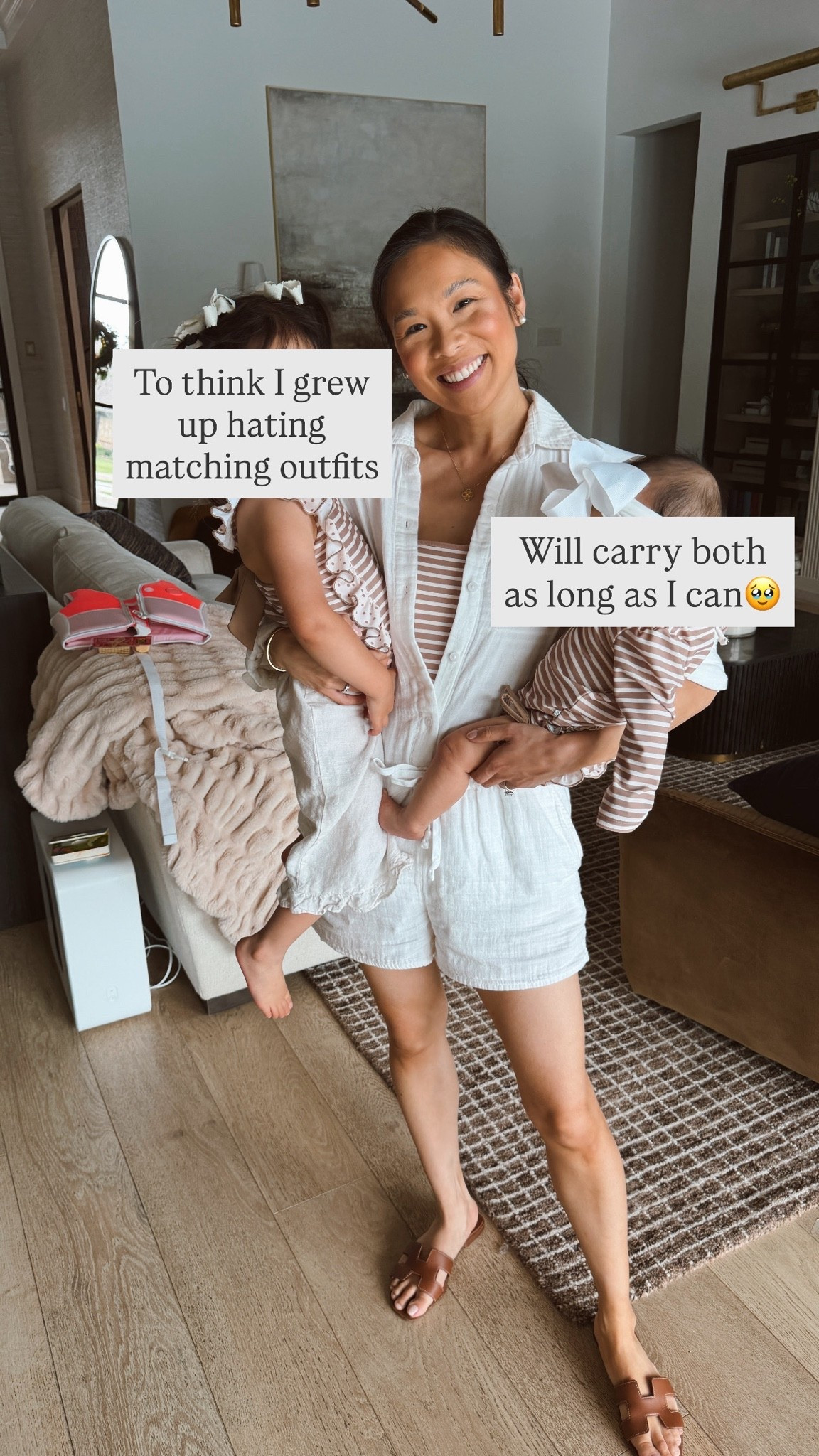 Family swimsuits that match! Love this neutral sandy stripe toddler one piece swimsuit, long-sleeve rashguard for baby girl and the one-piece for mom. Wearing size XS, Em is wearing 2T and baby girl is in 6-12 months. Everything fits true to size. I also love this cotton cloud gauze set as a swim coverup that goes beyond the pool.

#LTKmomlife #LTKBaby #LTKSwim