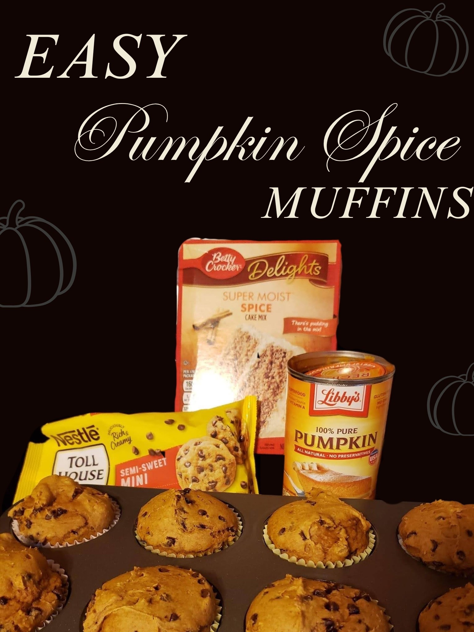 ✨ Easy Fall Baking Hack! ✨
These Pumpkin Spice Muffins take just 3 ingredients:
	•	1 box Spice Cake Mix
	•	1 can (15 oz) Pumpkin Purée
	•	1 cup Mini Chocolate Chips

Mix together, scoop into muffin tins, and bake at 350°F for 18–22 mins. 🍂

 don’t wait, stock up before pumpkin season is over!

#LTKFamily #LTKSeasonal #LTKHome