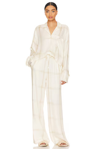 WeWoreWhat Brushed Flannel Button Up & Drawstring Pull On Pant Set in Ecru Multi from Revolve.com | Revolve Clothing (Global)