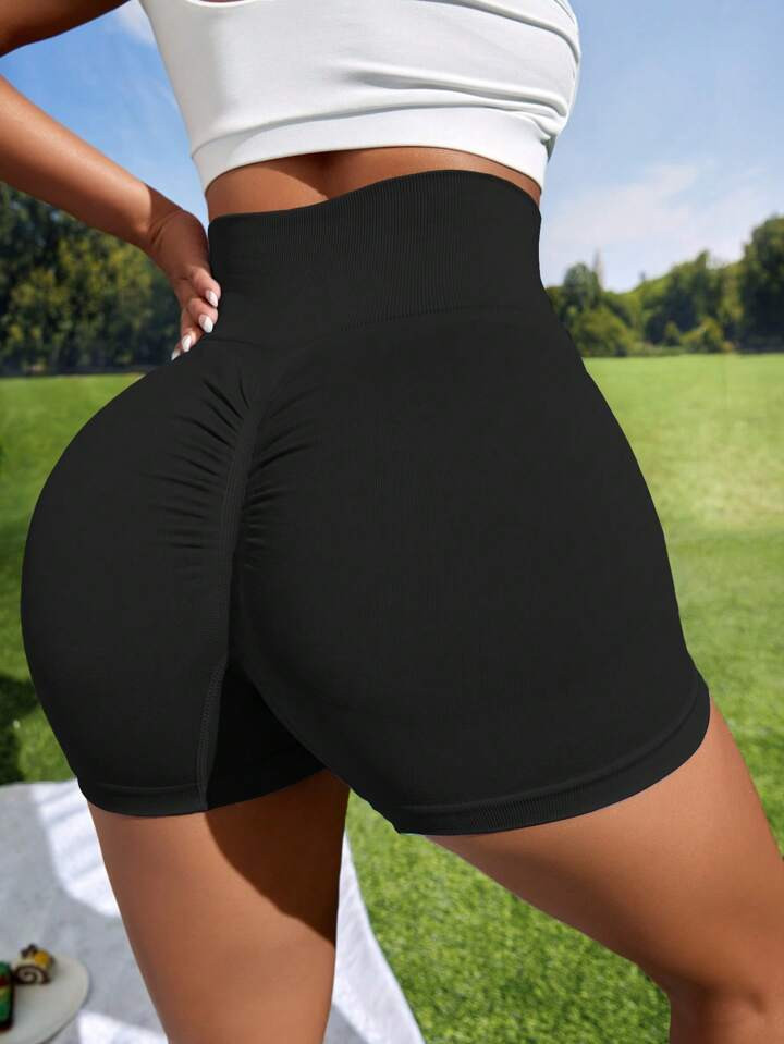 Yoga Basic Seamless High Stretch Sports Biker Shorts Black Shorts Legging Shorts Stretchy Shorts | SHEIN