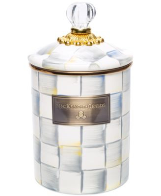 Mackenzie-Childs Sterling Check Enameled Steel Medium Canister | Macy's