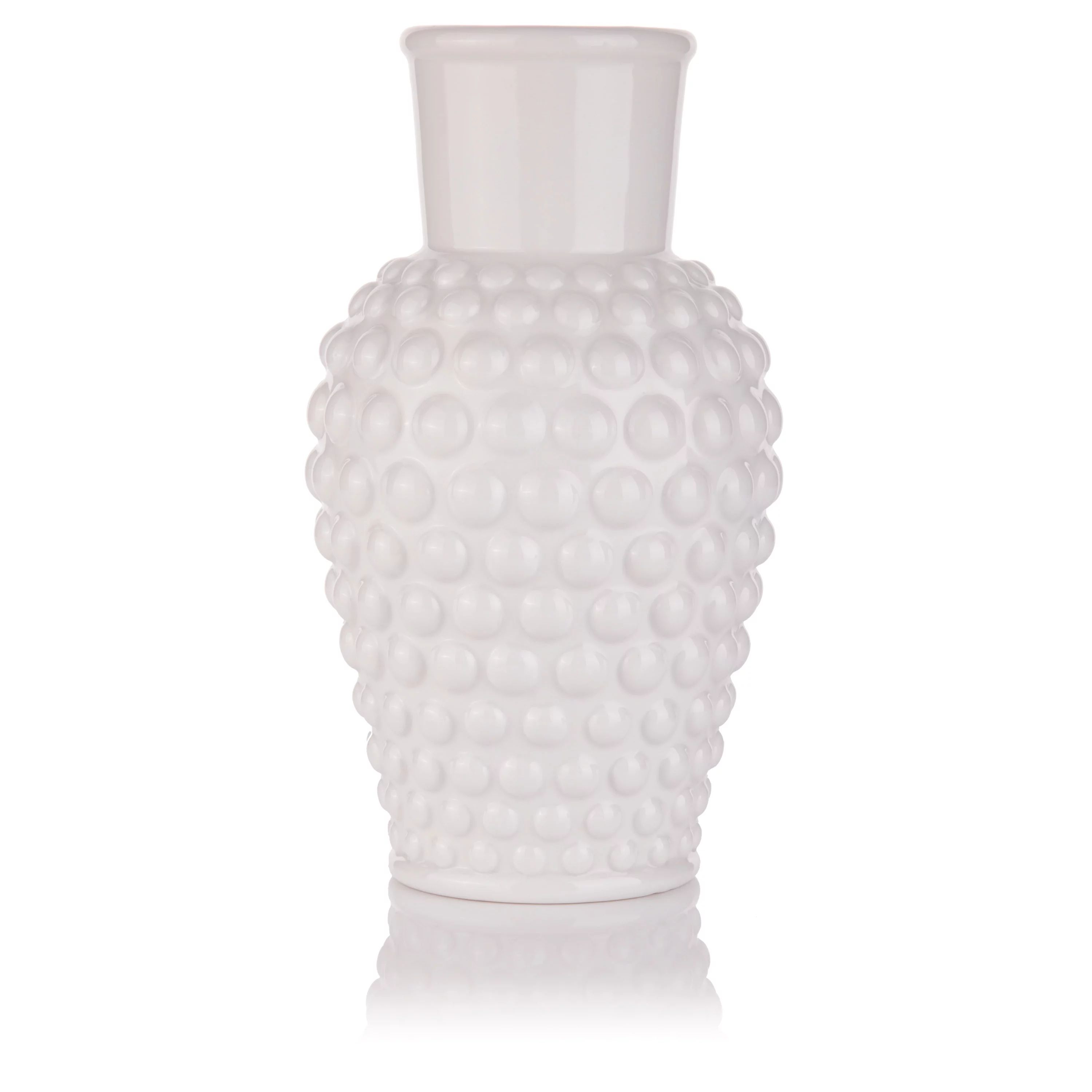 My Texas House Glass Hobnail Vase, 10" Tall, White | Walmart (US)