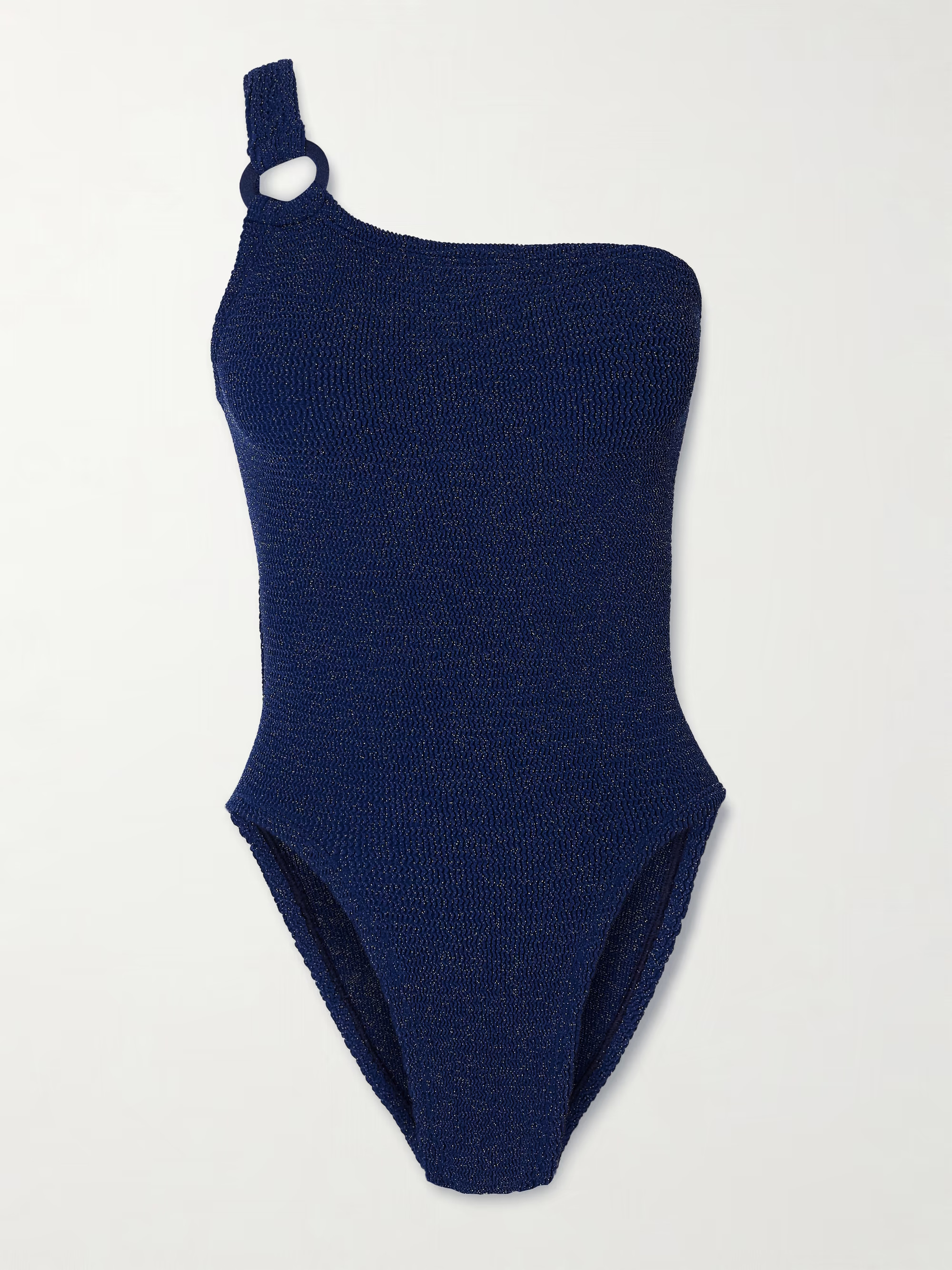 Nina one-shoulder metallic seersucker swimsuit | NET-A-PORTER (US)
