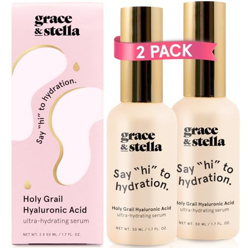 grace & stella Award Winning Hyaluronic Acid Face Serum (50ml/1.7 fl oz) Removes Fine Lines & Wrinkles, Hydrating Hyaluronic Acid Serum for Face, Acido Hialuronico for Women - Vegan Skincare (2-Pack) | Amazon (US)