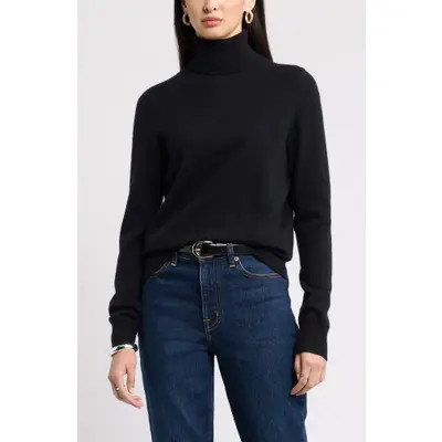 Nordstrom Classic Cashmere Turtleneck Sweater in Beige Beach at Nordstrom, Size Medium | Nordstrom