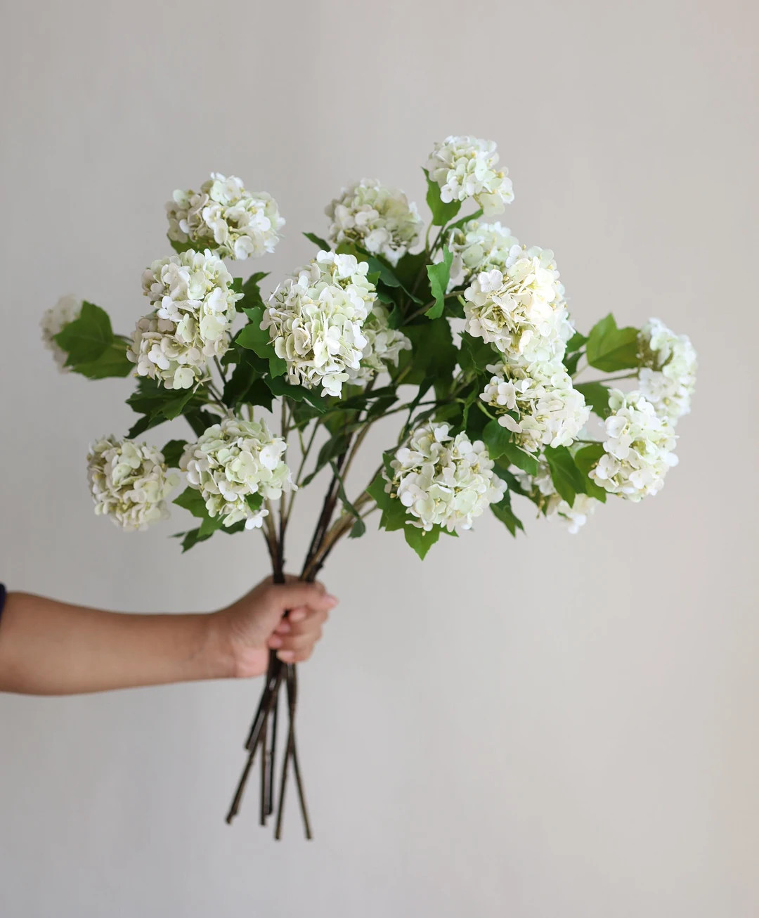 25" Artificial Snowball Flowers Branch in Cream, Real Touch Flowers, Faux Botanicals, DIY Florals... | Etsy (US)