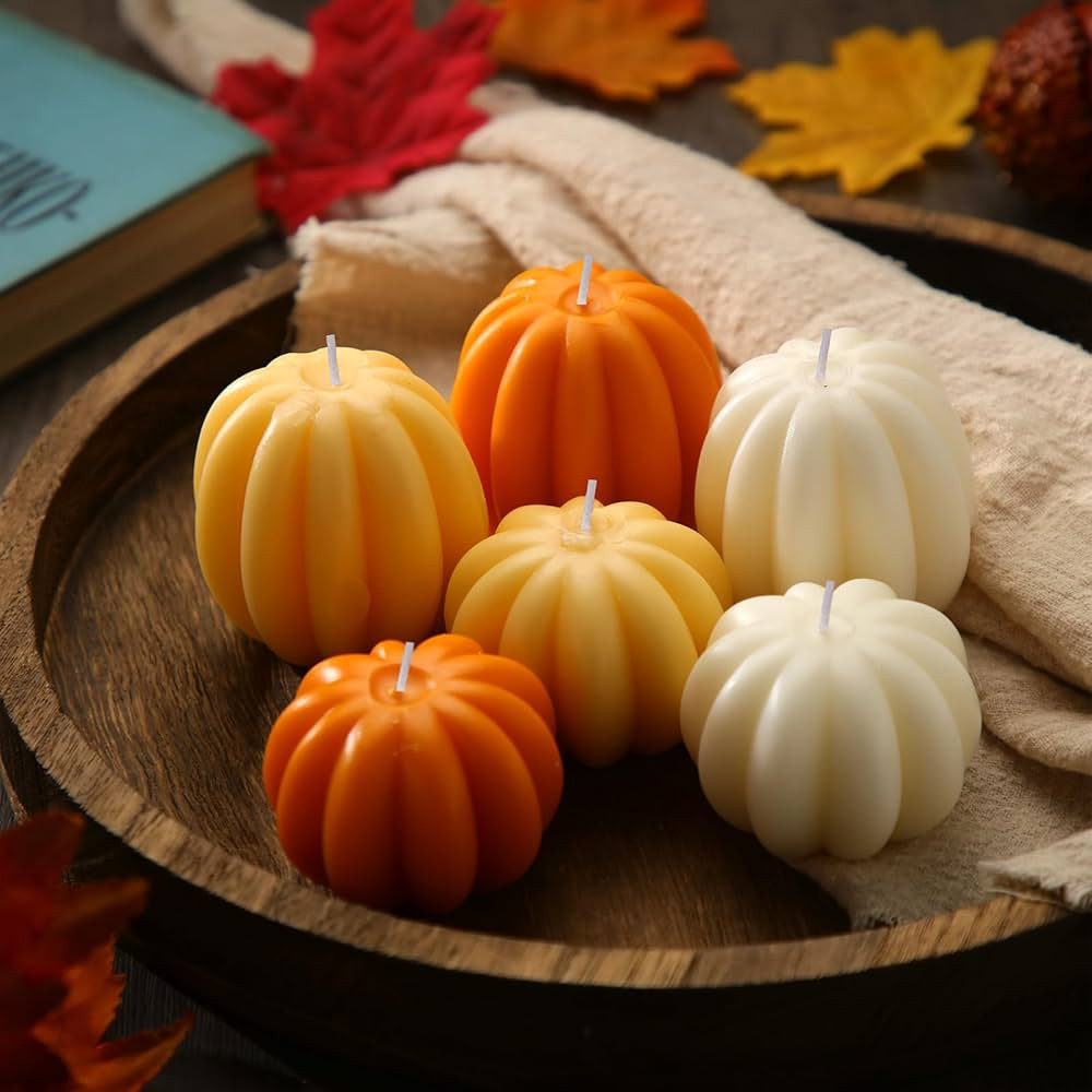 MTLEE 6 Pieces Fall Pumpkin Shaped Candles Thanksgiving Scented Candles Pumpkin Tealight Candles ... | Amazon (US)