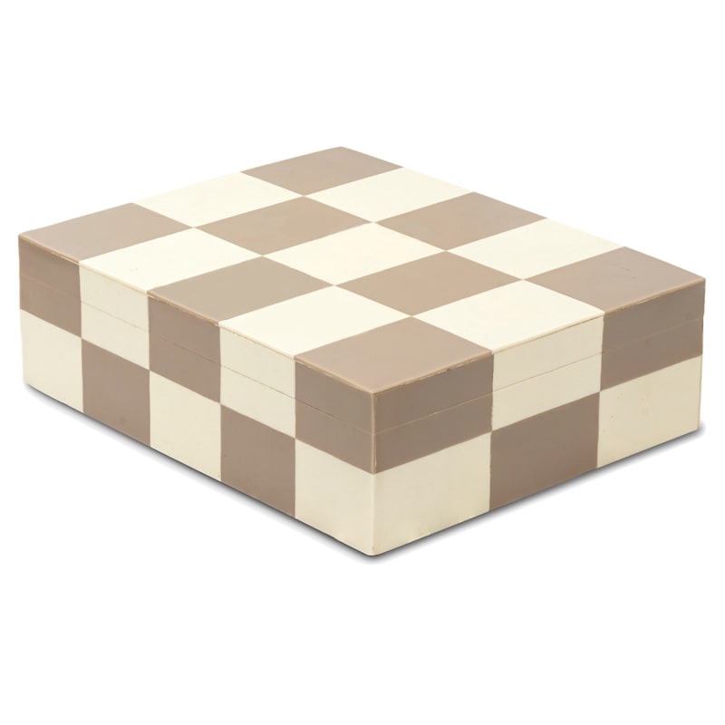 Tan & White Checkered Box, Large | At Home