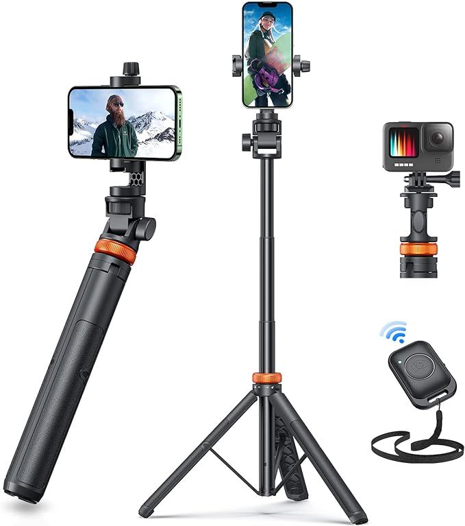 Newest iPhone Tripod Stand, EUCOS 62" Phone Tripod&Selfie Stick with Remote Shutter for Video Rec... | Amazon (US)