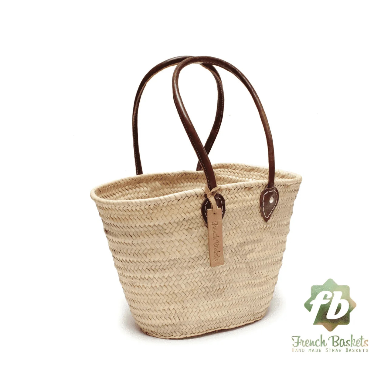 Straw Bag Natural Medium Basket Long Handles French Baskets | Walmart (US)