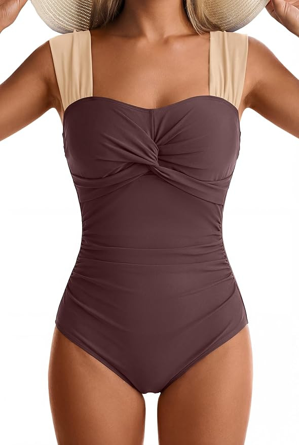 EVOCRCO Womens One Piece Swimsuits Tummy Control Twist Front Bathing Suits Full Coverage Swimsuit... | Amazon (US)