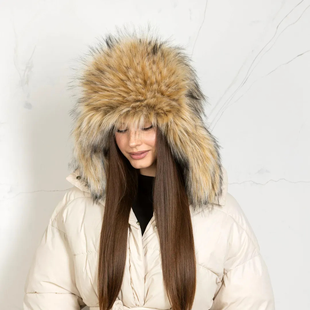 Faux raccoon fur hat with flaps, Trendy warm headwear for teenager 2025, Fuzzy winter trapper hat... | Etsy (US)