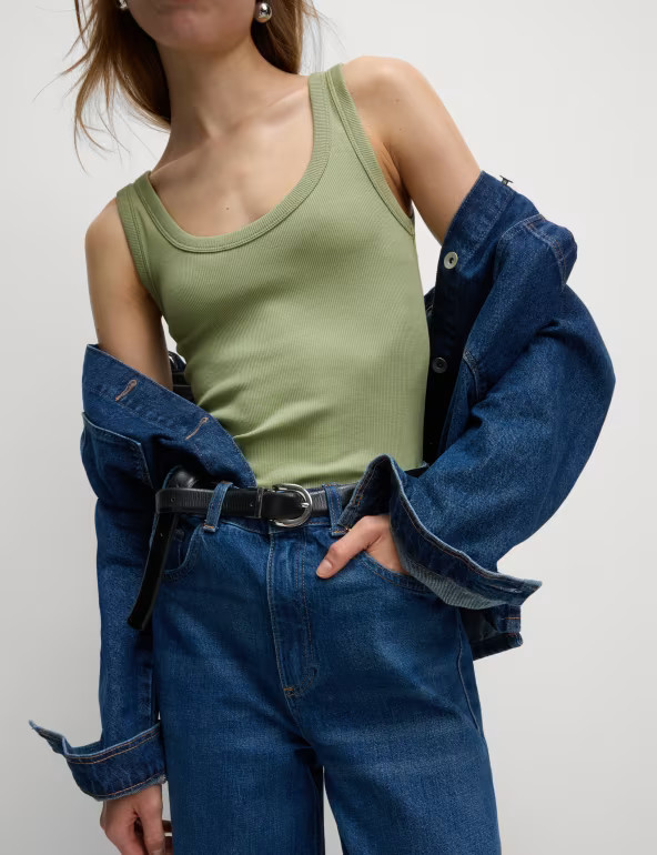 Cotton Rich Ribbed Slim Fit Vest Top | Marks & Spencer (UK)