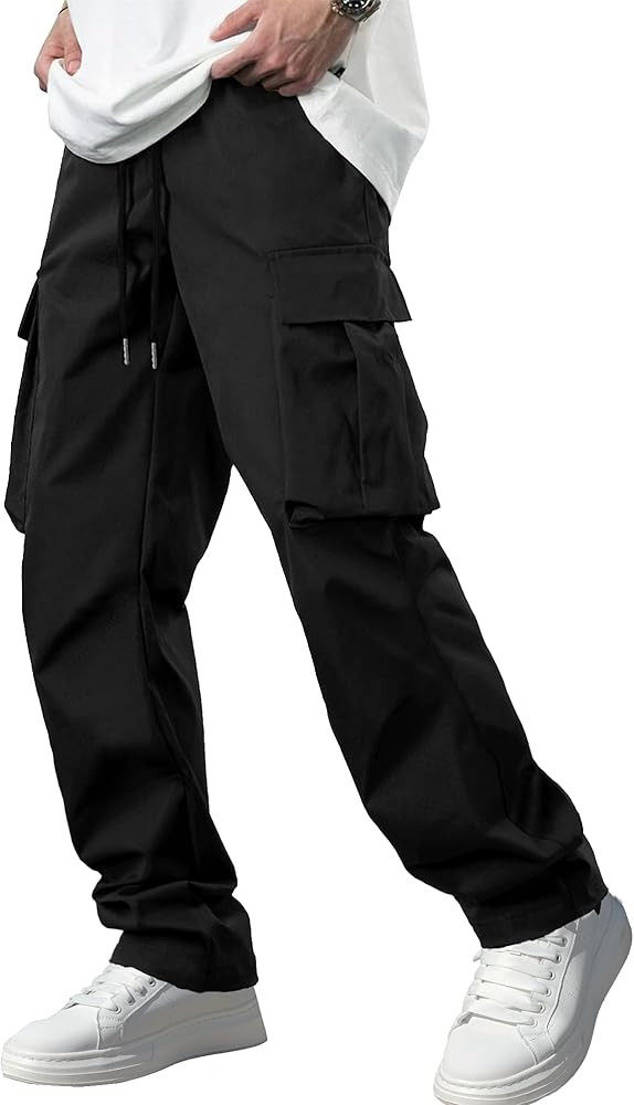 Comdecevis Men's Casual Cargo Pants Workout Joggers Stretch Sweatpants Hiking Drawstring Tactical... | Amazon (US)