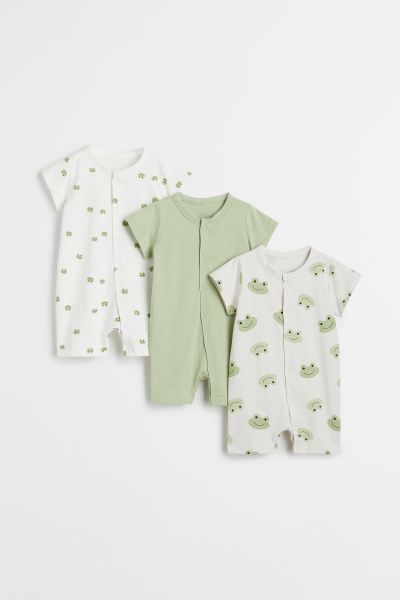 Jumpsuits in soft, organic cotton jersey with short sleeves and short legs. Snap fasteners. | H&M (US + CA)