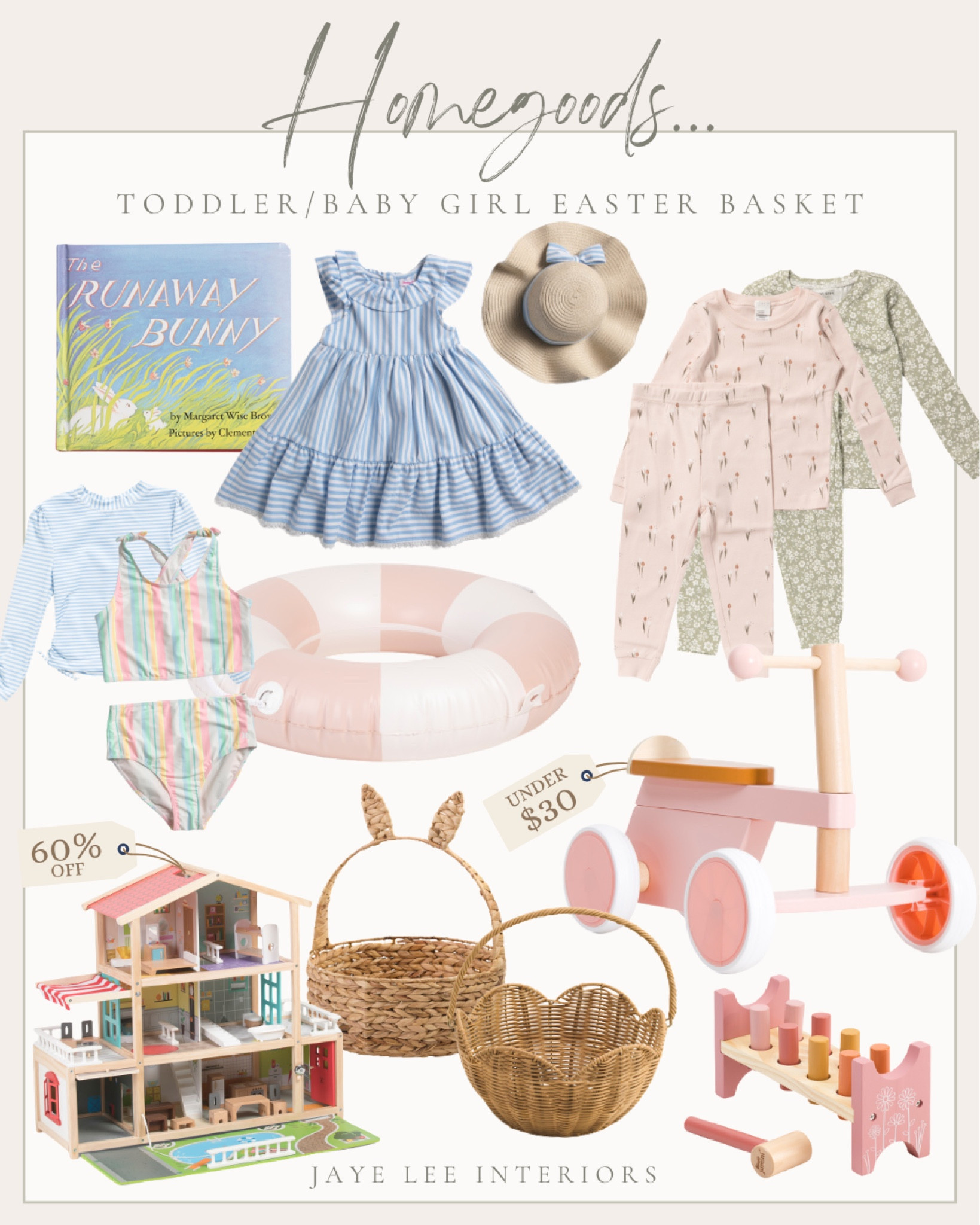 Homegoods, Marshall’s and TJ Maxx have some of my favorite finds for Easter baskets this year! 

Little girl Easter basket, toddler girl Easter, baby girl Easter, Easter basket ideas: Easter dress, spring pajamas, pink pool float, toddler girl swim, toddler toys, wood toys aesthetic toys, doll house, Easter books, Easter basket for kids, spring baby shower gifts, Petit Lem pajamas, Hape toys

#LTKSeasonal #LTKBaby #LTKKids