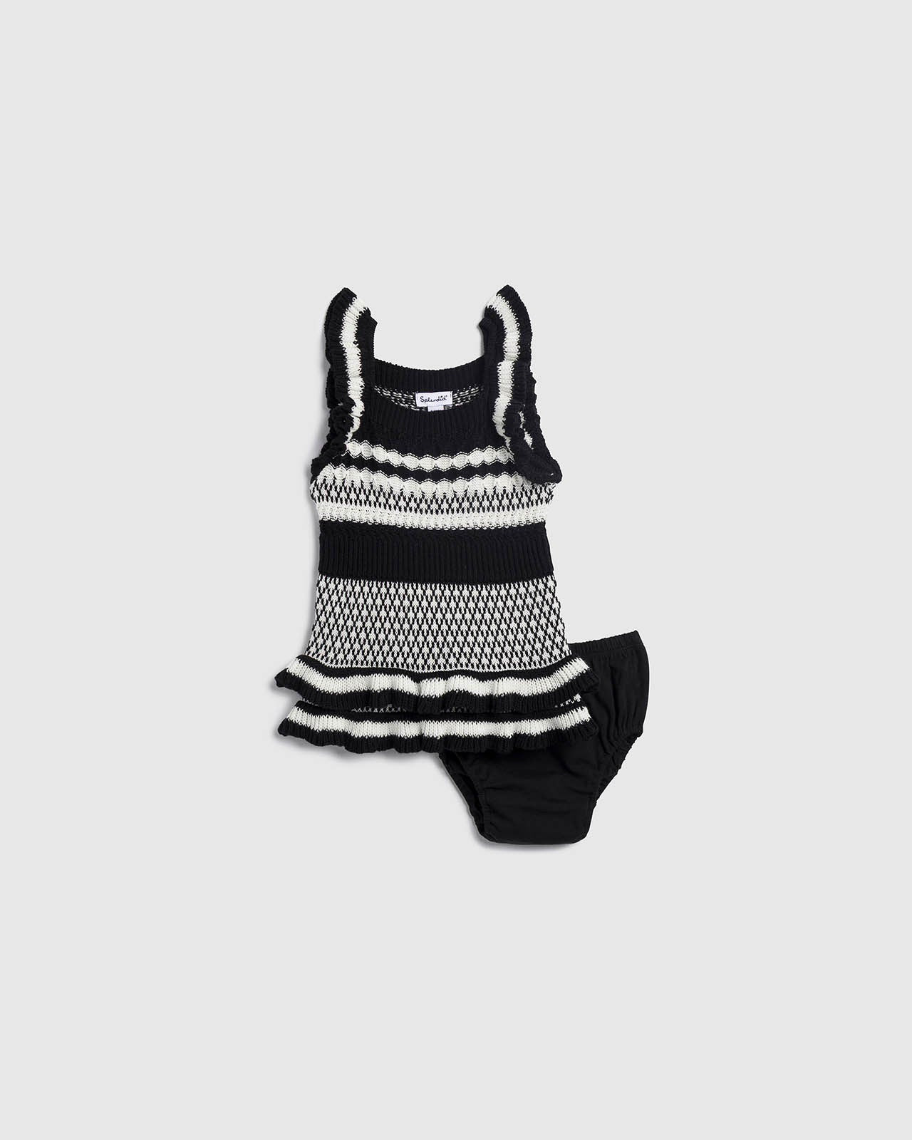 Splendid - Infant Girl Ruffle Sweater Dress - Jet Stream/Black | Splendid