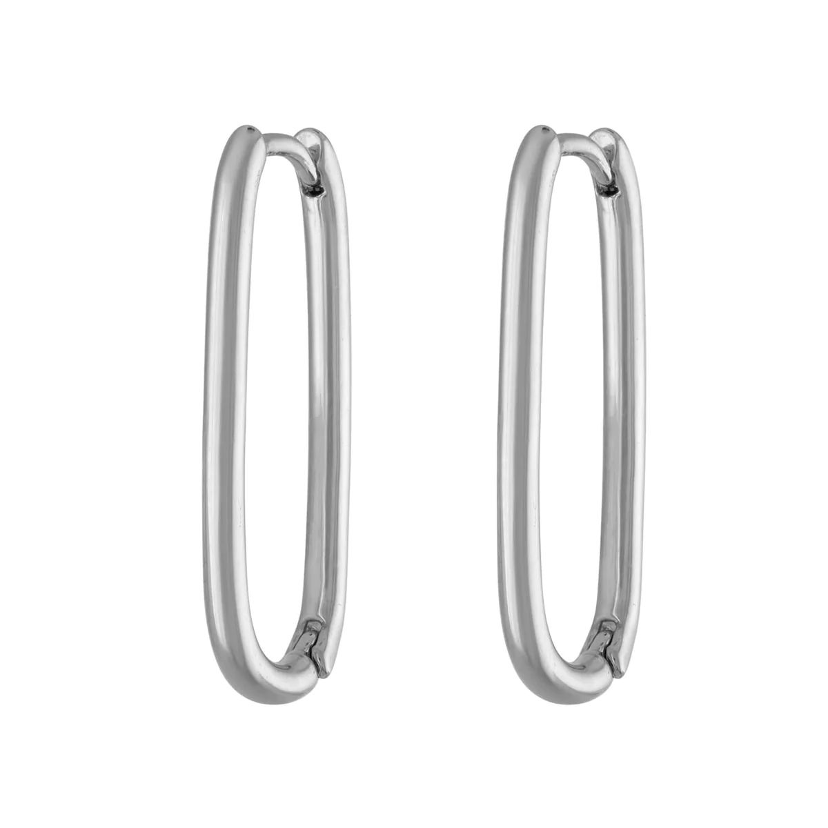Halo Oval Hoop Earrings in Sterling Silver | Maison Miru