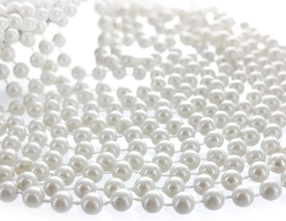 GIFTEXPRESSⓇ 12 PCS Faux White Pearl Bead Necklaces Flapper Beads Party Accessory Party Favor, ... | Amazon (US)