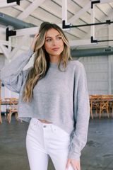 Everly Cropped Sweater, Heather Gray | North & Main Clothing Company