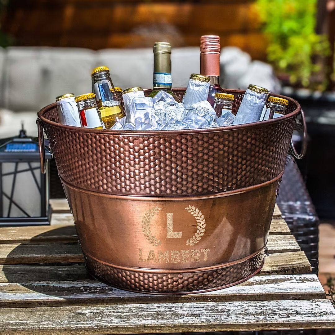 Personalized Metal Bucket Copper Beverage Tub & Wine Gift for - Etsy | Etsy (US)