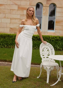 Countryside Off Shoulder Maxi Dress - Ivory | Peppermayo (Global)