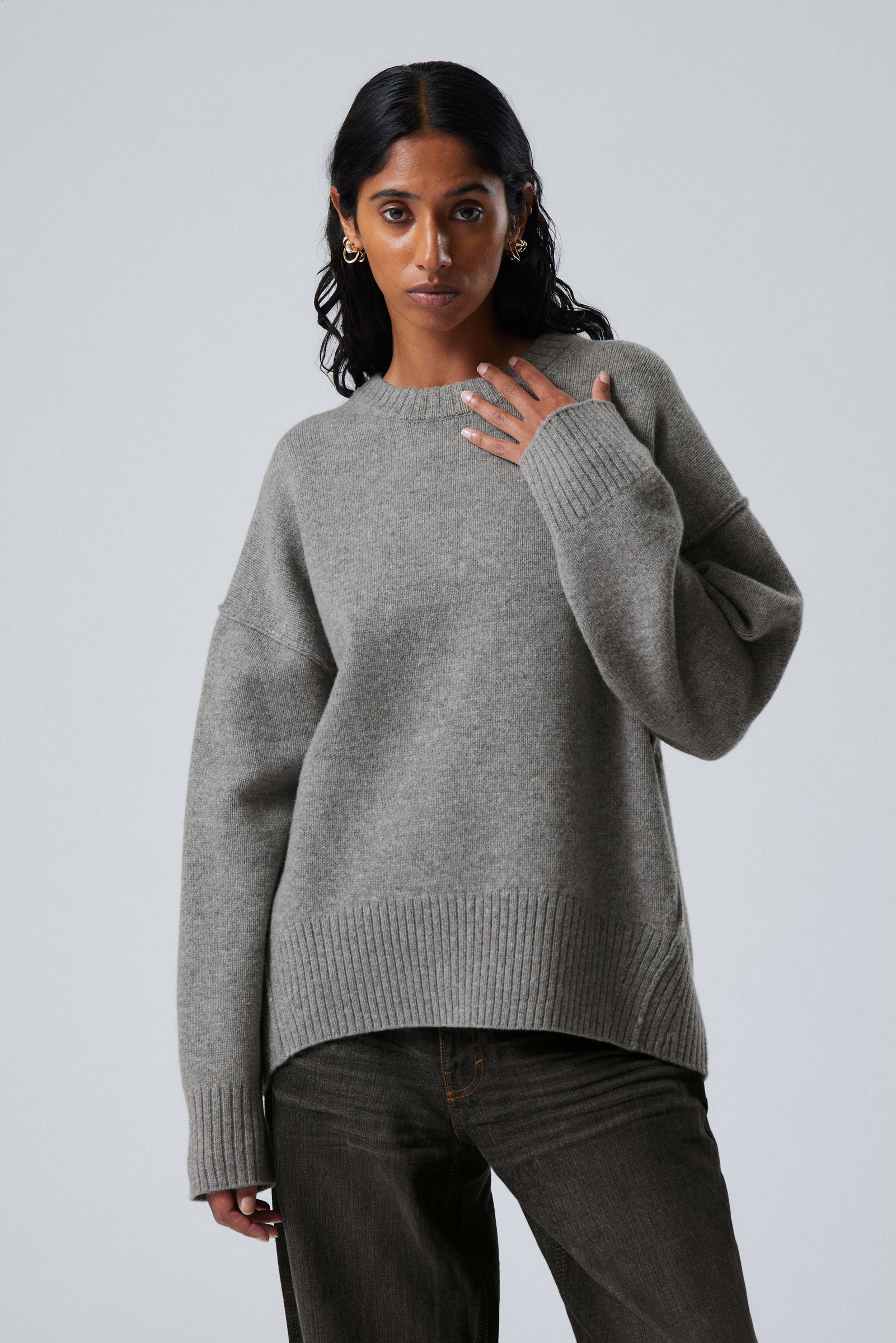 Loose Knitted Wool Sweater | Weekday