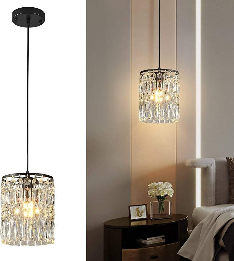 Crystal Chandelier Raindrop Modern Island Pendant Lights Black Linear Hanging Ceiling Lamp Fixtur... | Amazon (US)