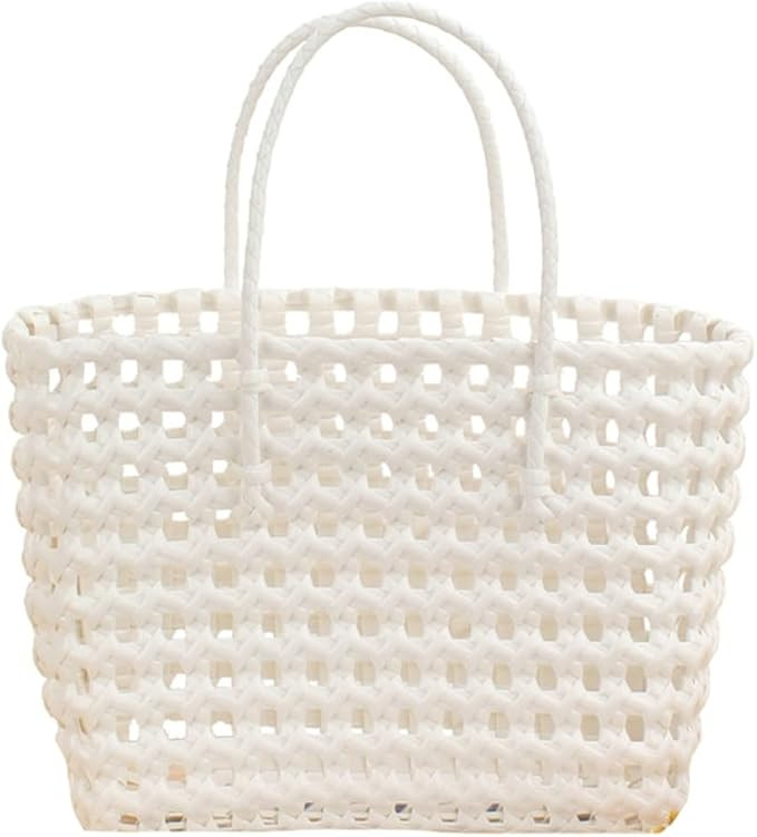 Summer Woven Beach Bag for Women Washable Cute Jelly Bag Plastic Hobo Bag Shoulder Bag Travel Bag... | Amazon (US)