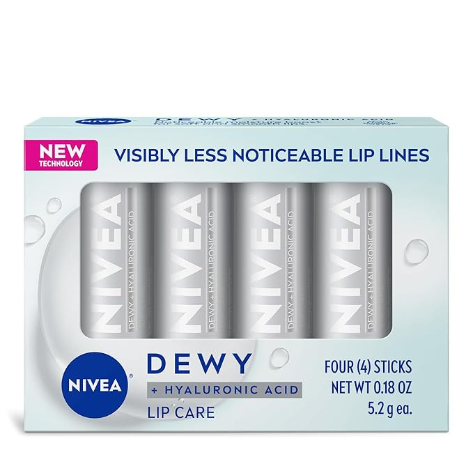 NIVEA Dewy Lip Care with Hyaluronic Acid, Lip Balm Leaves Visibly Less Noticeable Lip Lines and N... | Amazon (US)