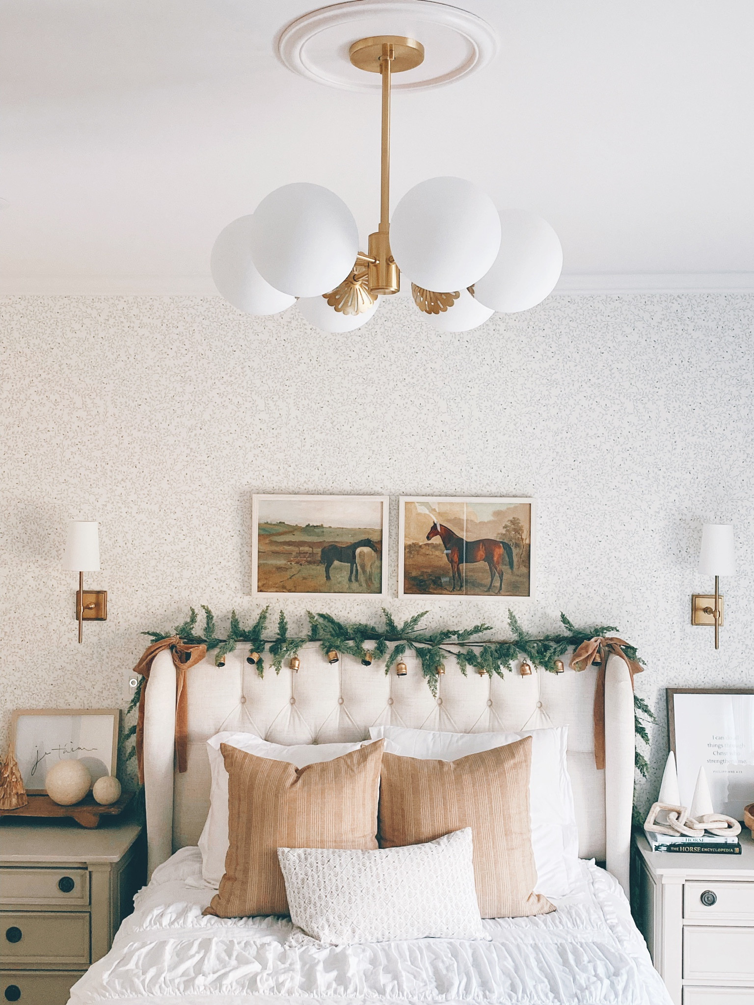 Faux garland, Amazon garland, holiday home decor, Christmas decor, upholstered bed, Christmas girls bedroom, velvet ribbon 

#LTKHoliday #LTKstyletip #LTKhome