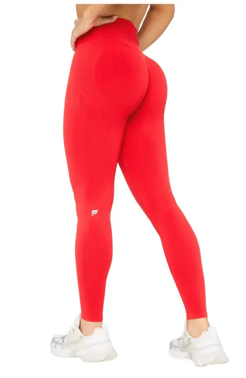 Fabletics Seamless Scrunch High-Waisted Legging in Heated Red at Nordstrom, Size Medium | Nordstrom