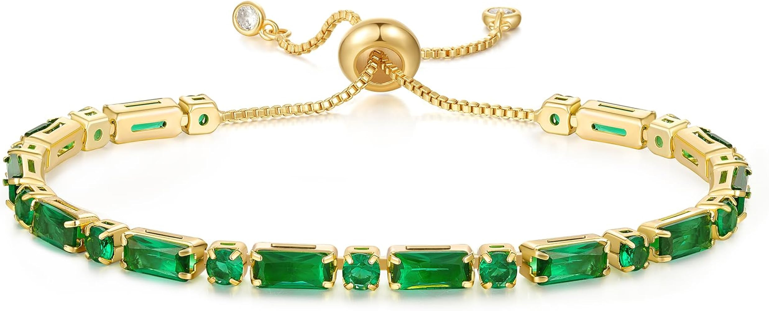 KissYan Tennis Bracelet for Women, 14K Gold Plated Cubic Zirconia Adjustable Slider Bracelets Tre... | Amazon (US)