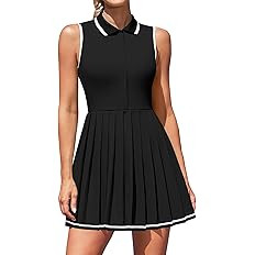 ATTRACO Women Tennis Dresses Polo Golf Dress Zip Up Pleated Workout Dress with Built in Shorts an... | Amazon (US)