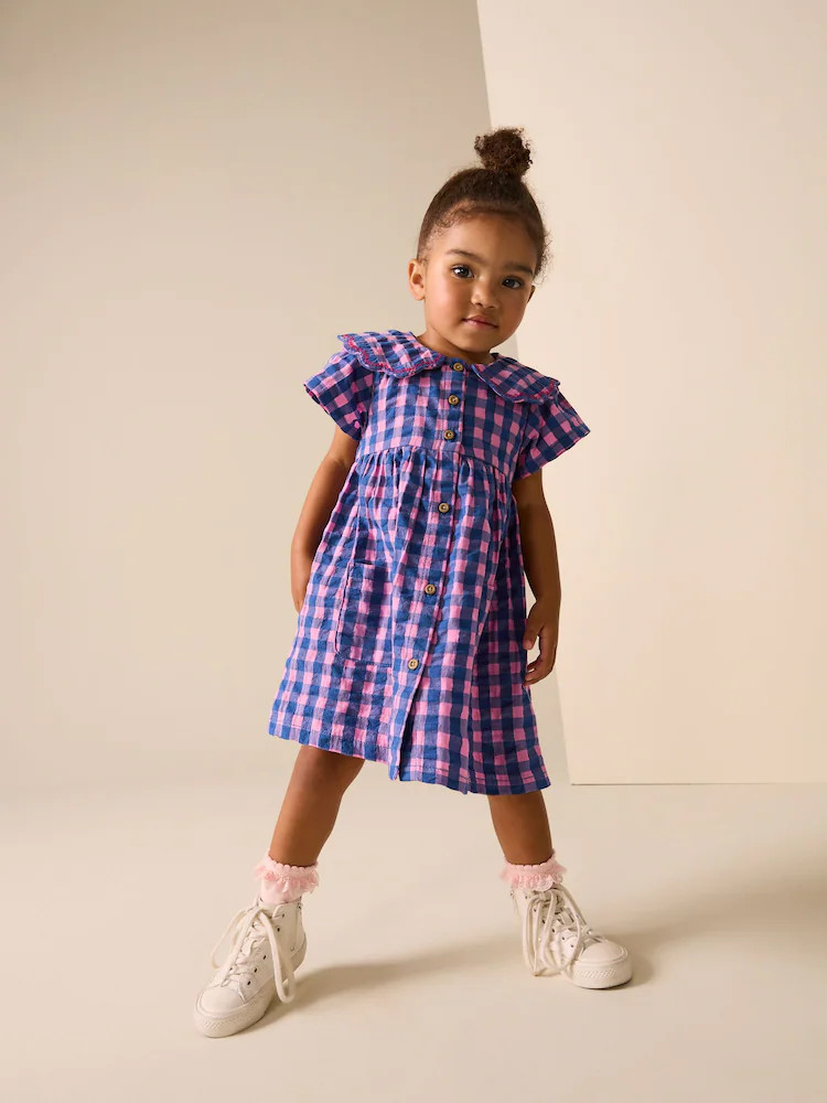 Purple/Blue Gingham Collar Dress (3mths-8yrs) | Next US
