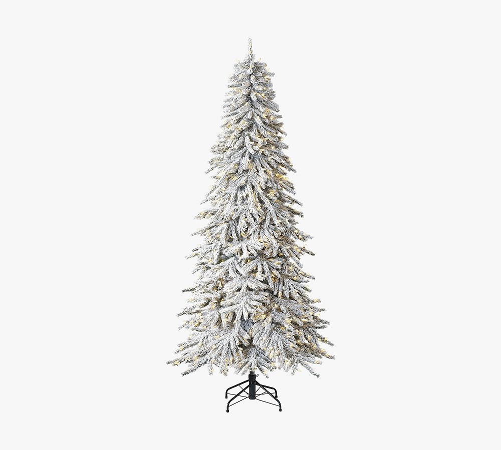 Lit Flocked Snow Pine With Clear LED Lights, 7.5 Ft. | Pottery Barn (US)