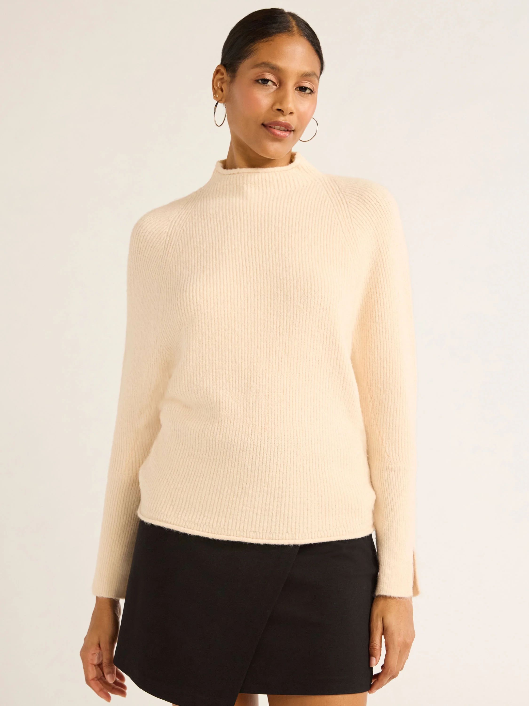 Scoop Women's Ribbed Mock Neck Sweater, Lightweight, Sizes XS-XXL | Walmart (US)