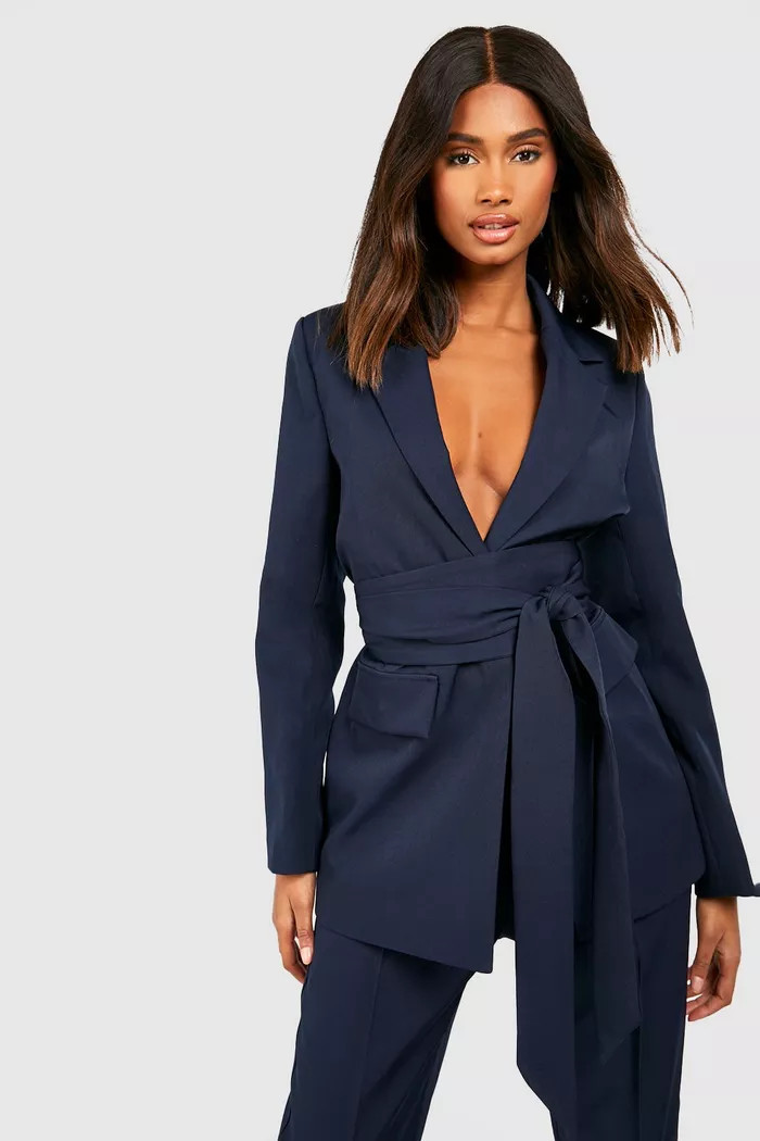 Obi Tie Waist Tailored Blazer | boohoo (US & Canada)