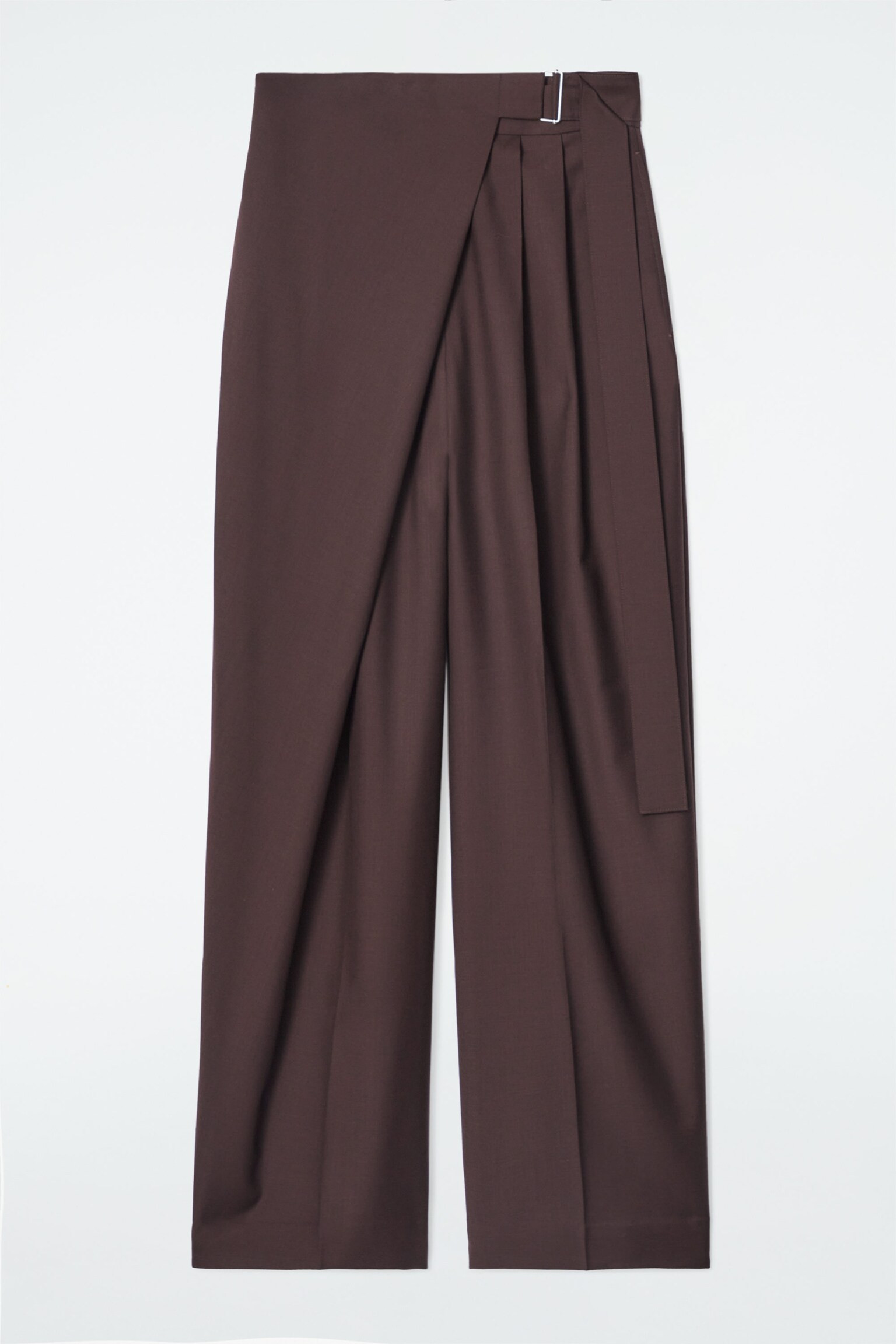 BELTED WRAP-FRONT WOOL TROUSERS - DARK RED | COS UK
