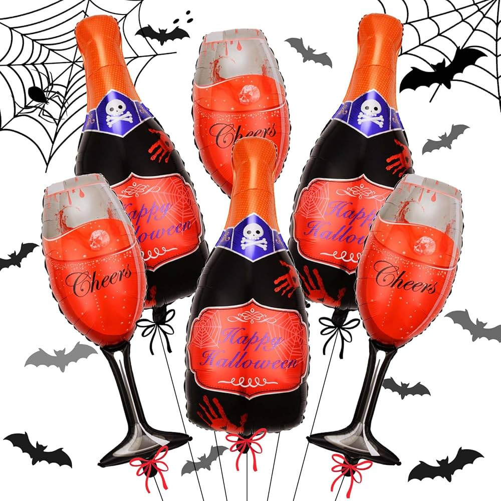 6 PCS Halloween Balloons Set, Red Champagne and Wine Glass Balloon for Halloween Party Decoration... | Amazon (US)