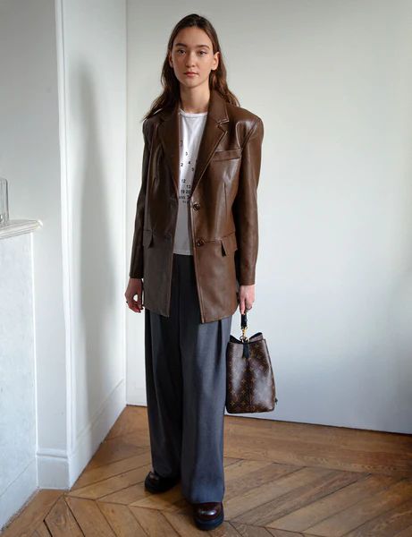 Reed Brown Leather Blazer | Pixie Market